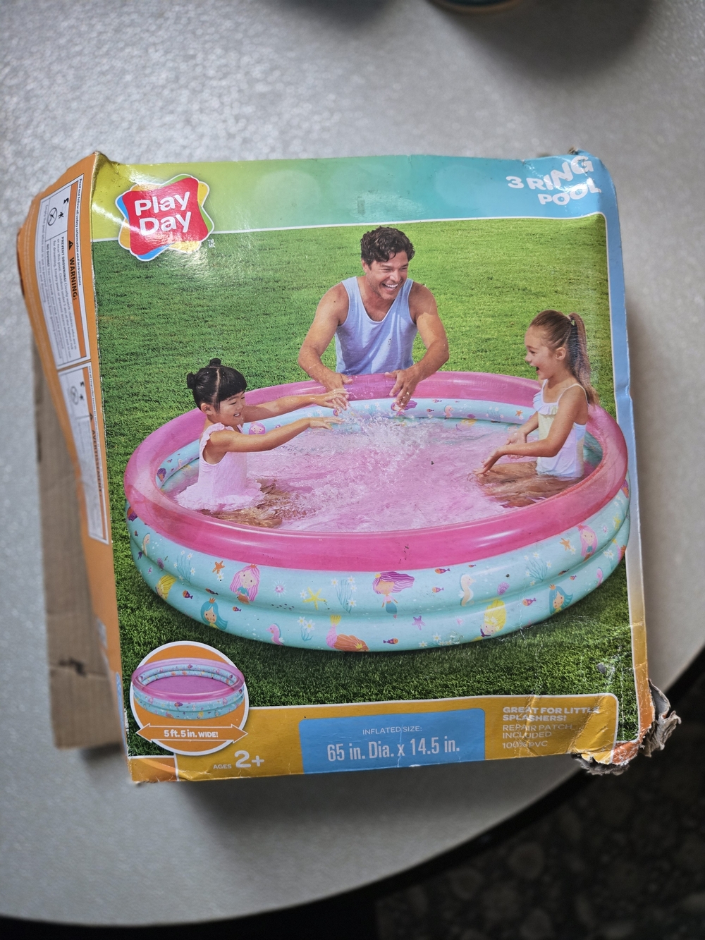 PlayDay Pink and Aqua Mermaid Kids Inflatable Pool